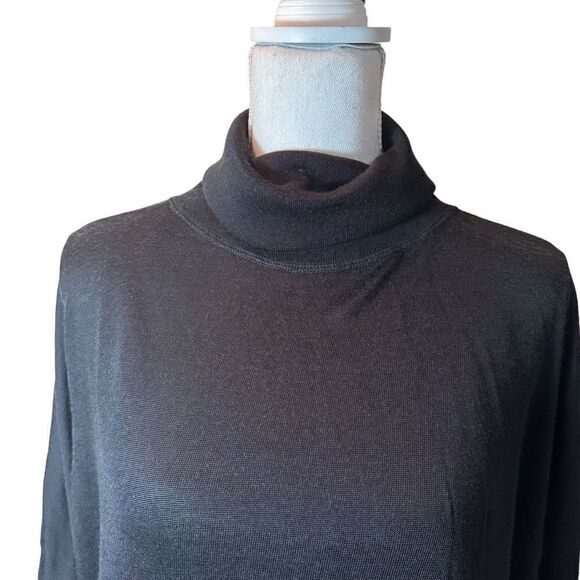 Vintage Michael Carrie Black Turtleneck 3/4 Sleeve Poncho Sweater Size Medium - Picture 4 of 11